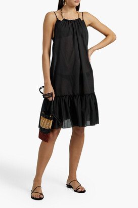 Chain-embellished cotton-gauze mini dress