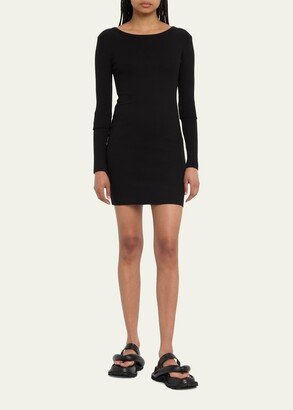 Eterne Long-Sleeve Crewneck Knit Mini Dress