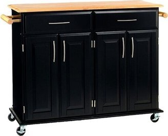 Dolly Madison Kitchen Island Cart Wood/Black/Natural