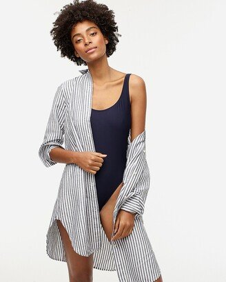 Linen-cotton beach shirt in stripe