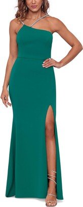 Petites Womens Embellised Long Evening Dress