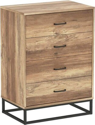 Year Color 4 Drawer Wood Storage Dresser with Easy Pull Handle and Metal Frame for Bedroom, Living Room, Hallway, and Office
