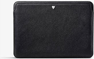 Black Logo-embossed Grained-leather Laptop Case