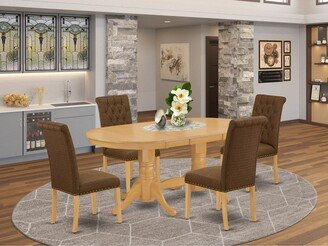 7 Pc Dining set with a Kitchen Table and 6 Wood Seat Kitchen Chairs in Oak Finish-AL