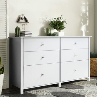 VEIKOUS 6-Drawer Dresser Chest of Drawers Long Storage Dresser