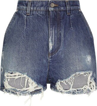 Distressed Denim Shorts-AW