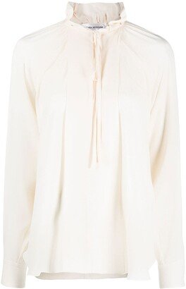 Gathered-Detail Long-Sleeve Blouse