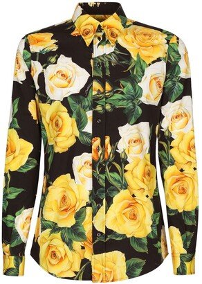 Rose-Print Long-Sleeve Shirt