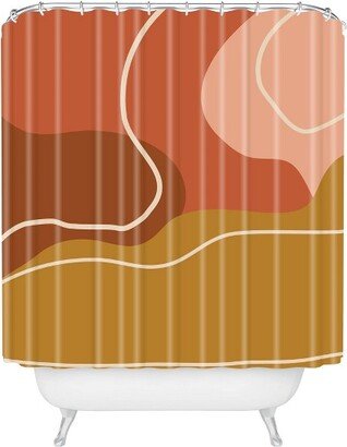 June Journal Abstract Organic Shapes in Zen Shower Curtain Brown