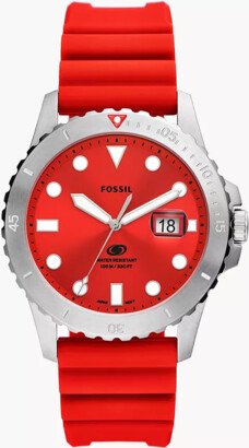 Blue Dive Three-Hand Date Red Silicone Watch