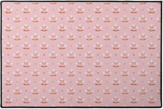 Door Mats: Thistle Stars - Pink And Orange Door Mat, Pink