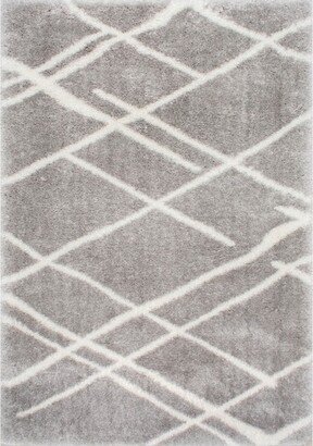 Dupree Lattice Shag Area Rug 5x7, Gray