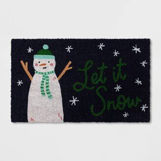 1'6x2'6 'Let It Snow' Coir Christmas Doormat Blue/White - Wondershop™