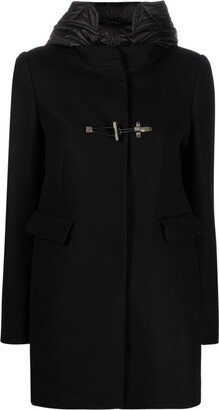 Toggle-Fastening Hooded Coat