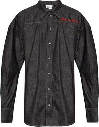 Denim shirt with logo