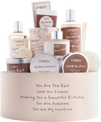 Lovery Birthday Gift Basket, Birthday Spa Gift Box, Coconut Body Care Gift Set, 15 Piece