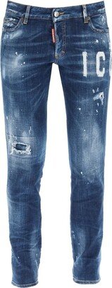 Distressed Effect Skinny Jeans-AA