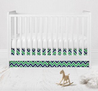 MixNMatch Blue/Green Zigzag Crib/Toddler ruffles/skirt