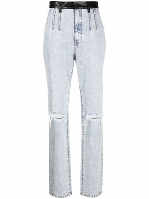 Pebble Bleach-Wash High-Waist Jeans