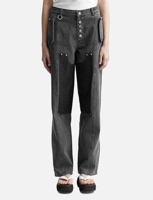 Private Policy Washed Denim Panel Jeans