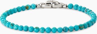 Spiritual Beads Bracelet in Sterling Silver with Turquoise Men's Size Medium