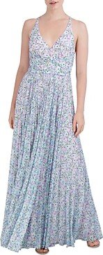 V Neck Floral Maxi Dress