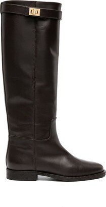 Twist-Lock Detail Knee Boots