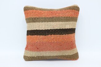 Kilim Pillow, Throw Pillow Covers, Orange Cover, Striped Case, Mid Century Cushion Holiday Decor Cushion, 2217