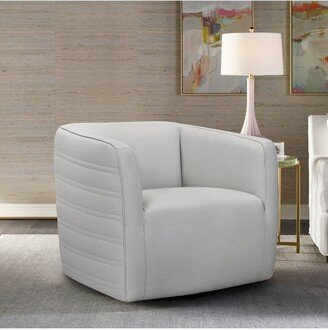 Melanie Genuine Leather Swivel Barrel Chair