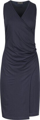 Conquista Wrap Style Sleeveless Dress In Navy Blue