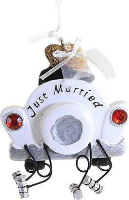 Kurt S. Adler Holiday Ornament Just Married - One Ornament 3.5 Inches - Christmas Bride Groom - W3110 - Polyresin - White