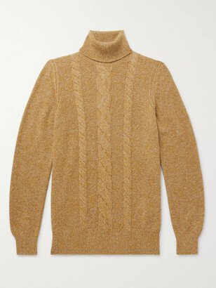 Cable-Knit Mélange Baby Cashmere Rollneck Sweater