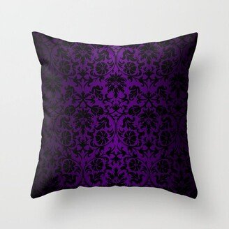 Purple and Black Damask Pattern Design Throw Pillow