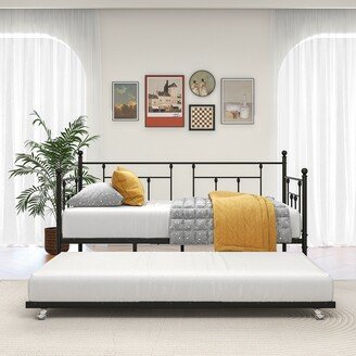 EAKR Metal Daybed Frame Twin Size Platform with trundle