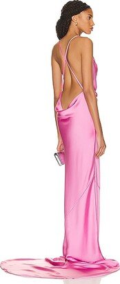 Cross Back Bias Gown in Pink