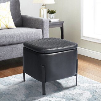 Homy Casa Mid-century Modern Velvet Diamond Tufted Ottoman with Storage