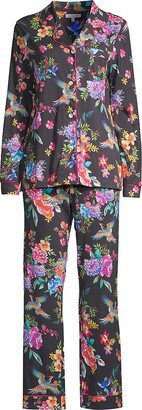 Floral Cotton-Blend Pajama Set-AA