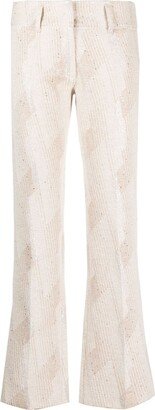 Embroidered-Design Straight-Leg Trousers