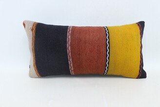 Home Decor Pillow, Turkish Kilim Yellow Cushion, Striped Pillow Case, Hallowen Bed 5869