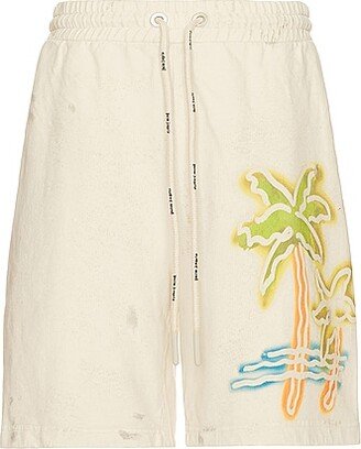 Palm Neon Sweatshorts in Cream