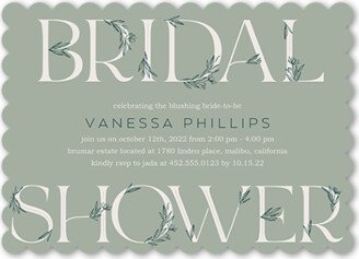 Bridal Shower Invitations: Green Floral Bridal Bridal Shower Invitation, Green, 5X7, Matte, Signature Smooth Cardstock, Scallop