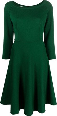 Long-Sleeve Wool Midi Dress-AA