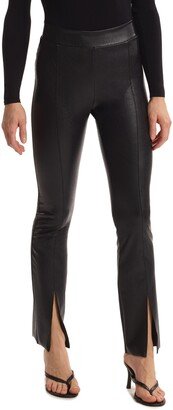 Split Hem Faux Leather Pull-On Pants