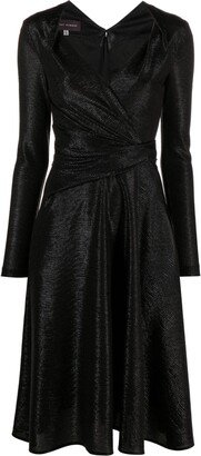 Metallic-Voile Midi Dress