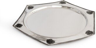 Classic 925 Sterling Silver Smooth Candlesticks Tray With Filigree Decoration - Shabbat Judaica