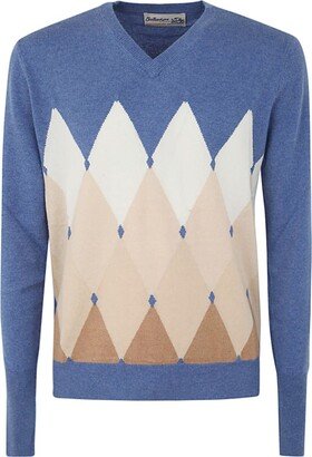 V Neck Pullover With Diamonds-AA