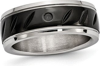 Men's 8.0mm Carved Inlay Band in Two-Tone Stainless Steel