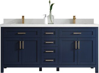 Cambridge 72 In. W X 22 D Double Sink Bathroom Vanity in Hale Navy Blue With Quartz Or Marble Countertop | Modern Vanity Premium Q