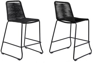 Set Of 2 Shasta 26In Outdoor Black Rope Stackable Counter Stools