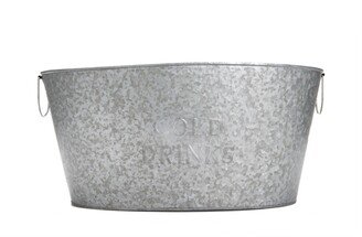 Large Round Galvanized Steel Beverage Tub with Handles